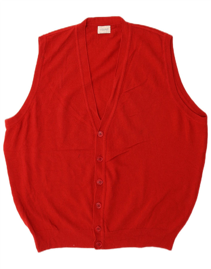 Suéter cardigã masculino sem mangas Benetton grande lã vermelha