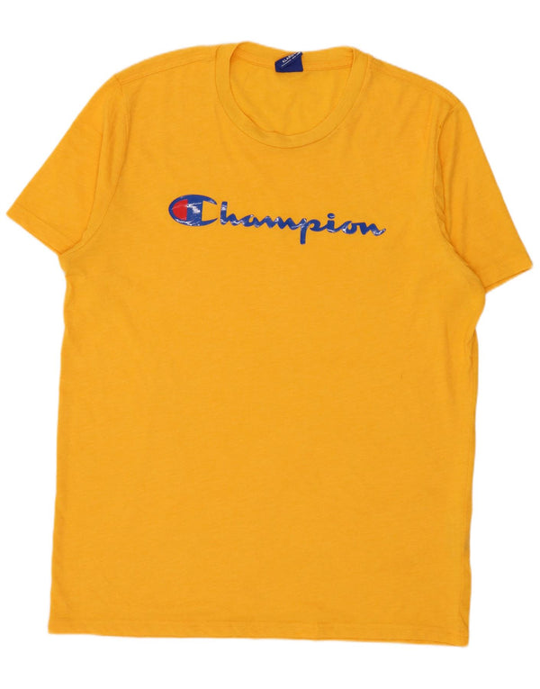 Camiseta gráfica masculina Champion XL poliéster amarelo