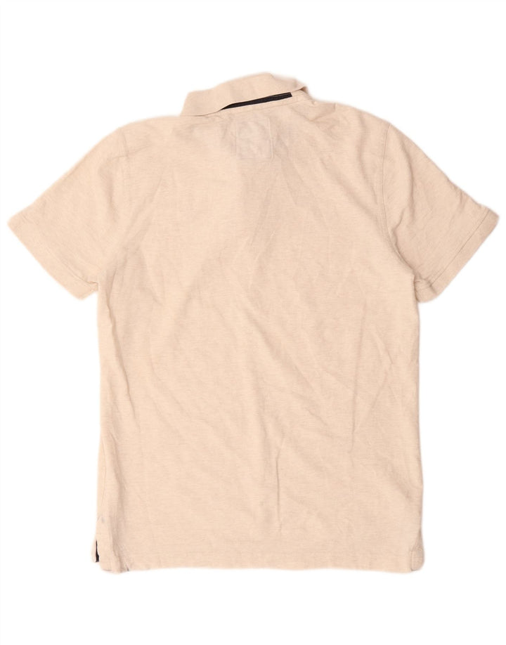 Camisa polo masculina Crew Clothing algodão manchado bege médio