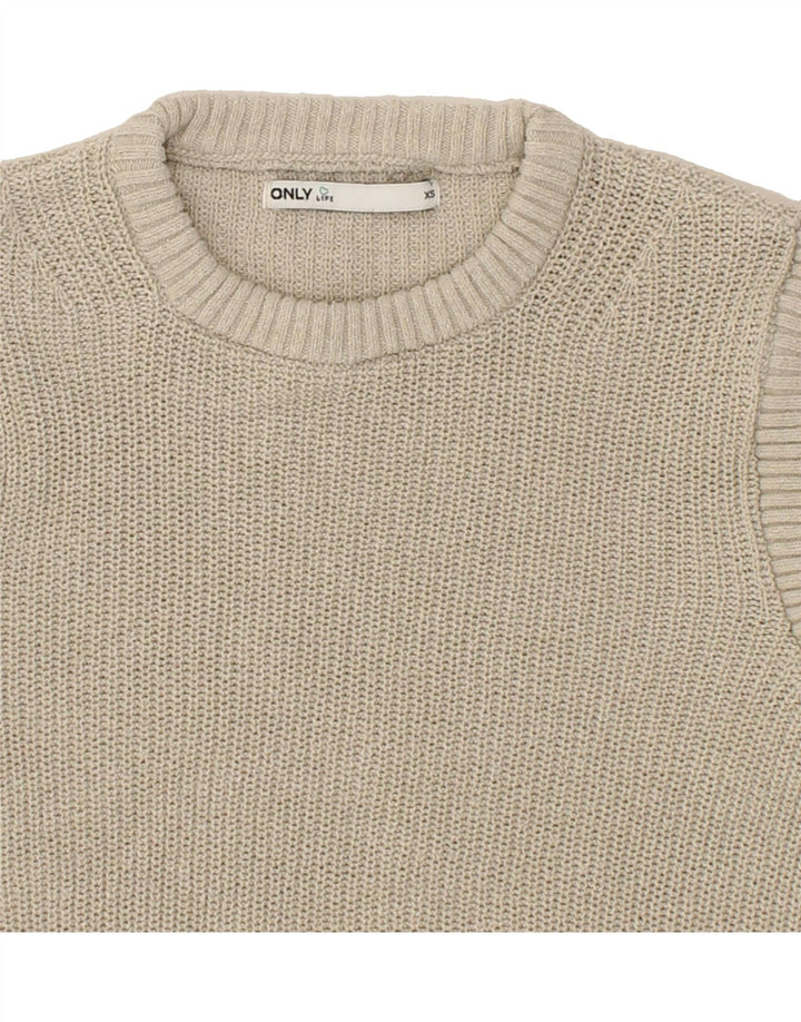 ONLY Womens Crew Neck Jumper Sweater UK 6 XS Grey Cotton Vintage Only and Second-Hand Only from Messina Hembry 