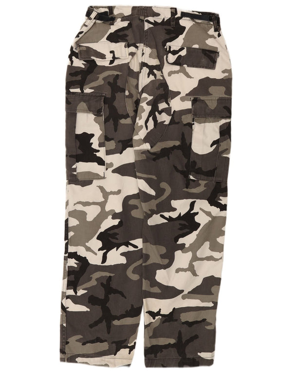 Calças cargo retas masculinas vintage W32 L31 algodão camuflado cinza