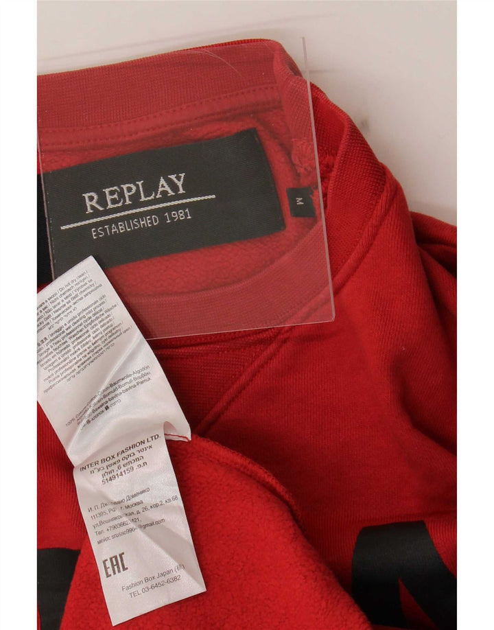 Replay moletom gráfico masculino jumper médio algodão vermelho