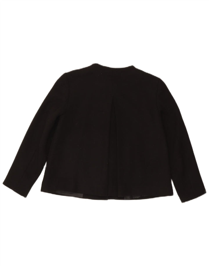 Jaqueta blazer feminina Zara Crop 1 botão Reino Unido 6 XS preto acetato