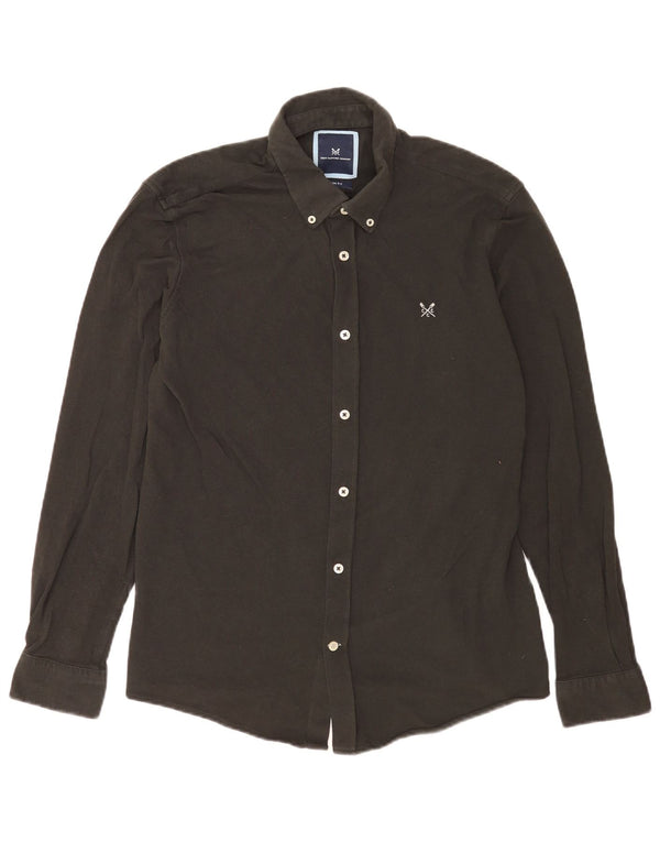 Crew Clothing Mens Camisa Slim Fit Grande Algodão Preto