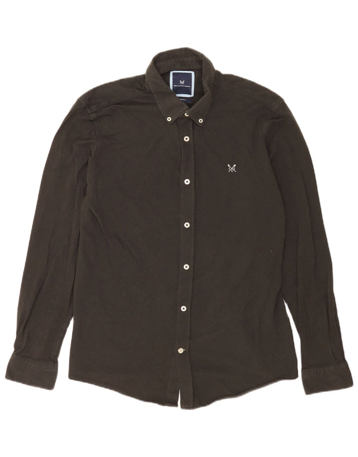 Crew Clothing Mens Camisa Slim Fit Grande Algodão Preto