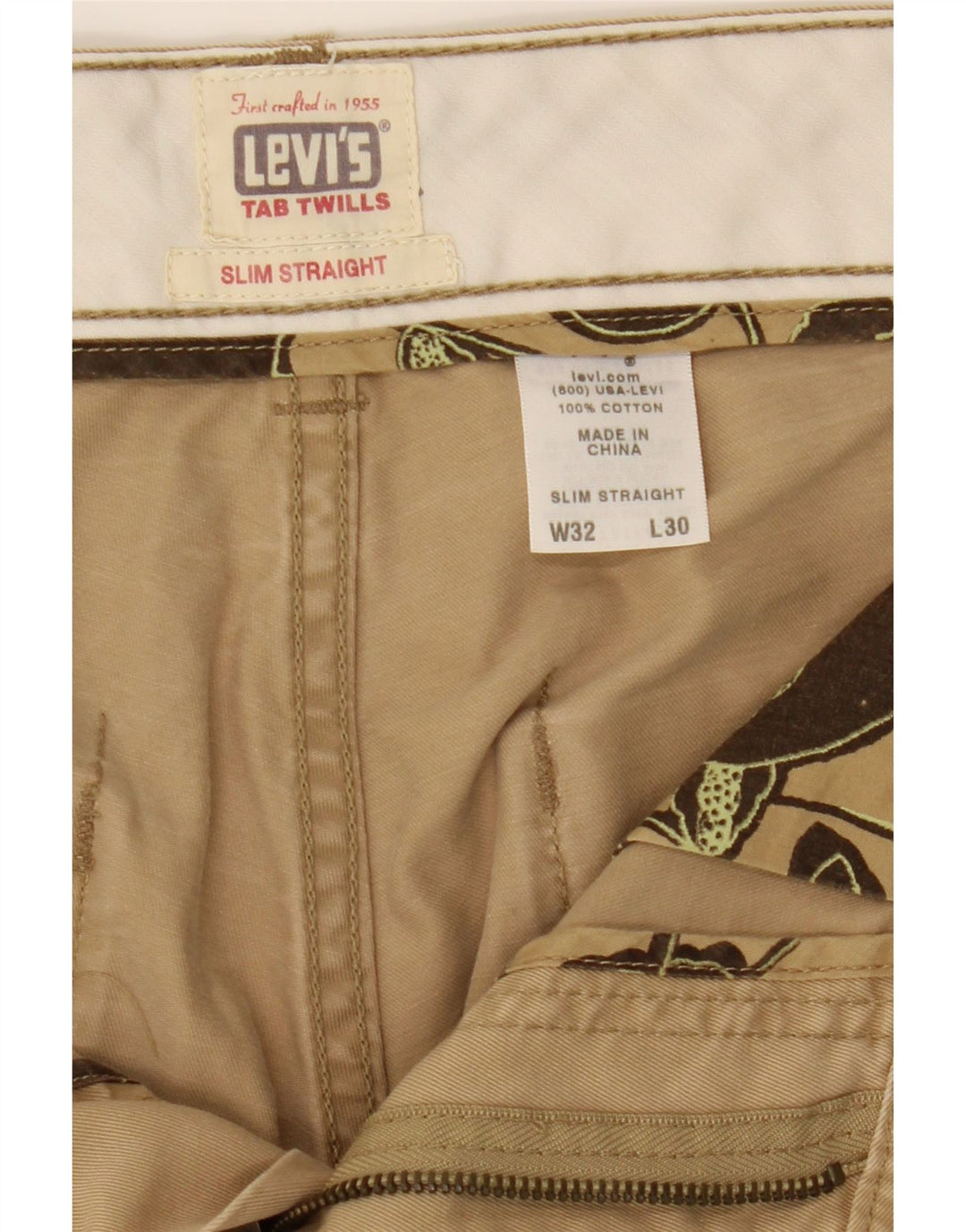 LEVI'S Mens Straight Slim Chino Trousers W32 L30 Beige Cotton Vintage Levi's and Second-Hand Levi's from Messina Hembry 