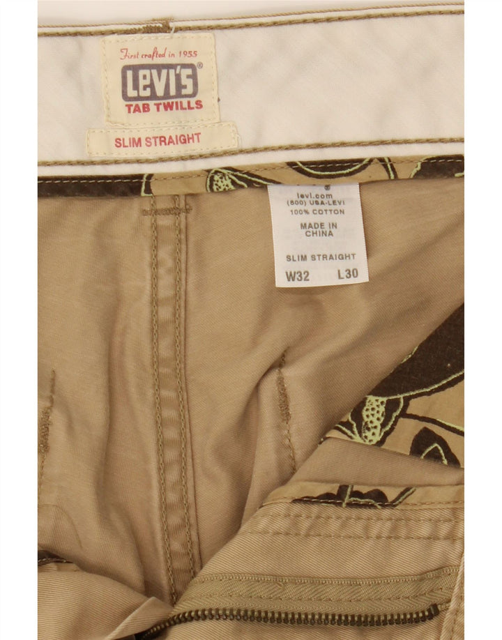 LEVI'S Mens Straight Slim Chino Trousers W32 L30 Beige Cotton Vintage Levi's and Second-Hand Levi's from Messina Hembry 