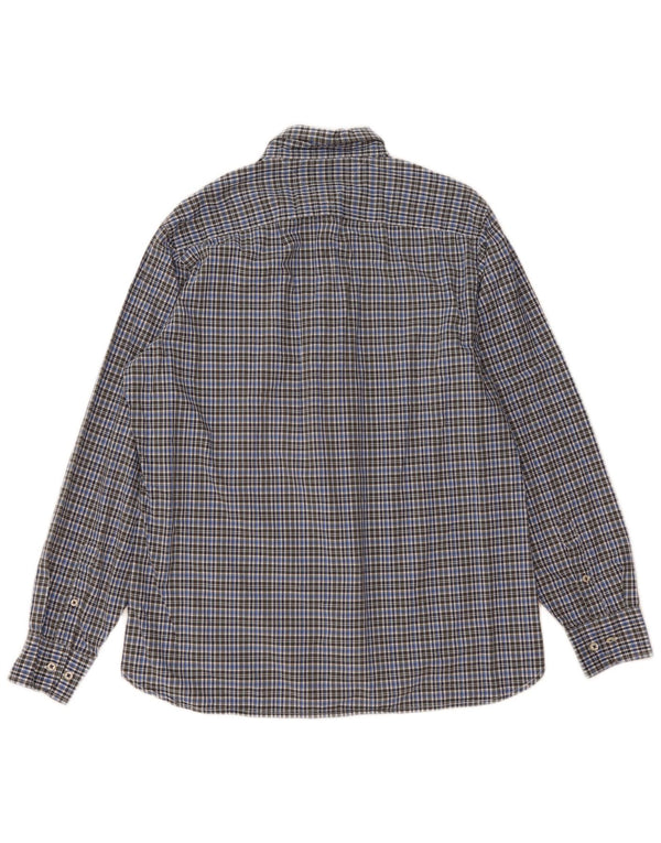 Camisa masculina Tommy Hilfiger Custom Fit grande algodão xadrez azul