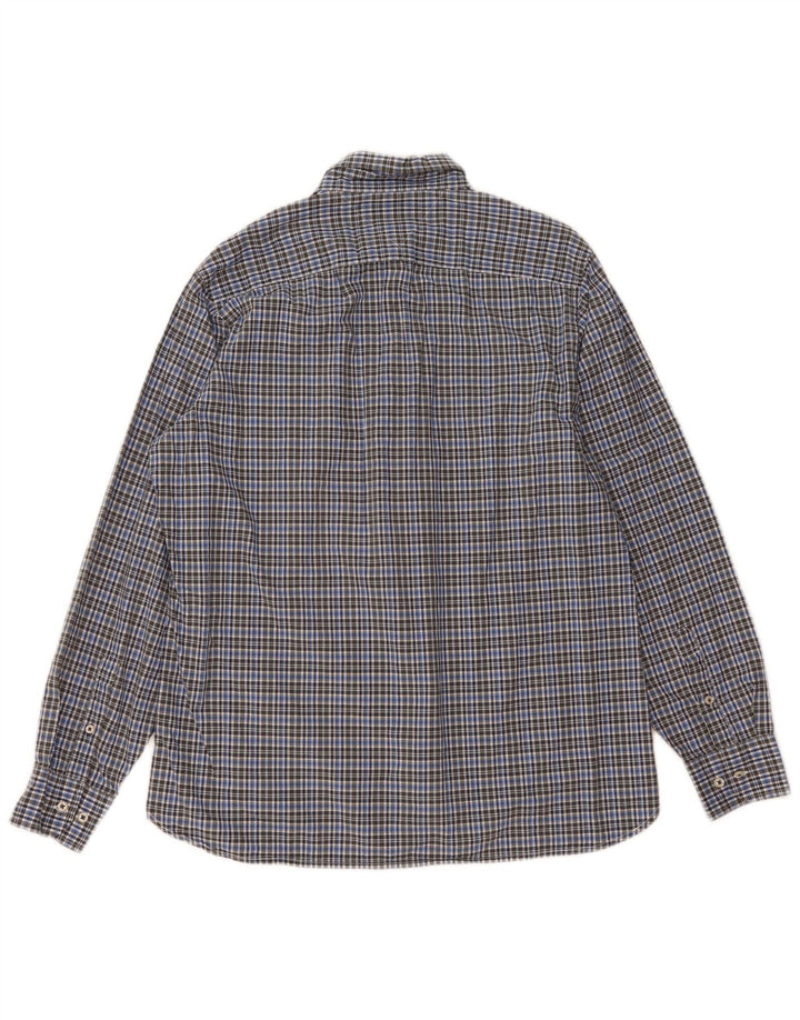 Camisa masculina Tommy Hilfiger Custom Fit grande algodão xadrez azul
