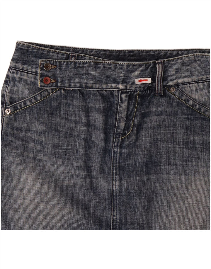 Mini saia jeans feminina Benetton IT 44 médio W32 algodão azul