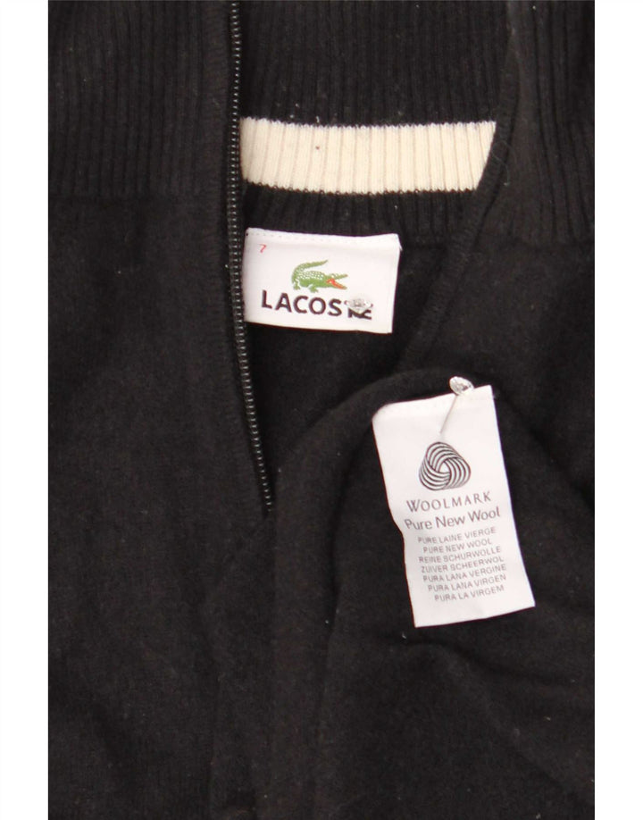 Suéter masculino Lacoste com zíper e pescoço tamanho 7 2XL lã preta