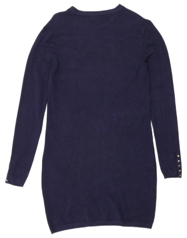 Vestido jumper feminino Zara de manga comprida Reino Unido 12 médio azul marinho
