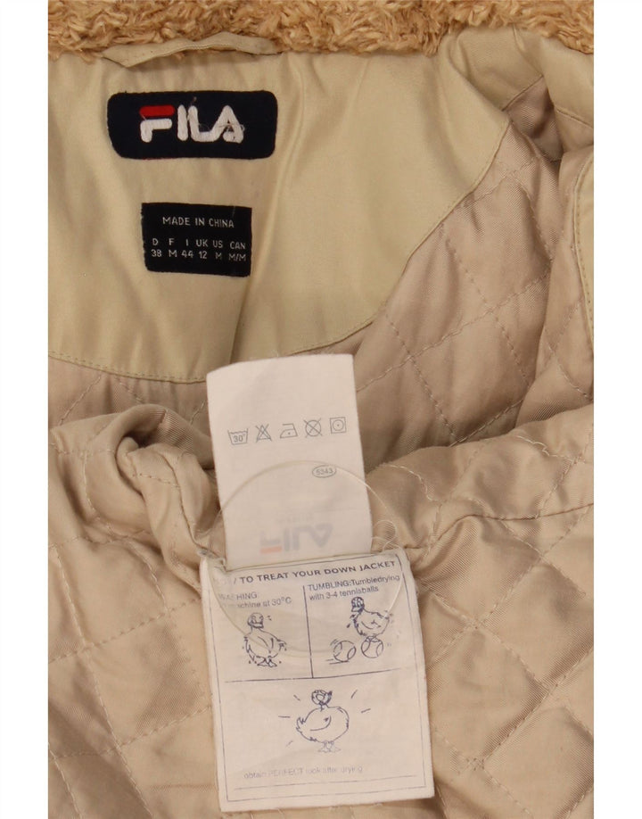 Jaqueta corta-vento feminina Fila com capuz UK 12 poliéster bege médio