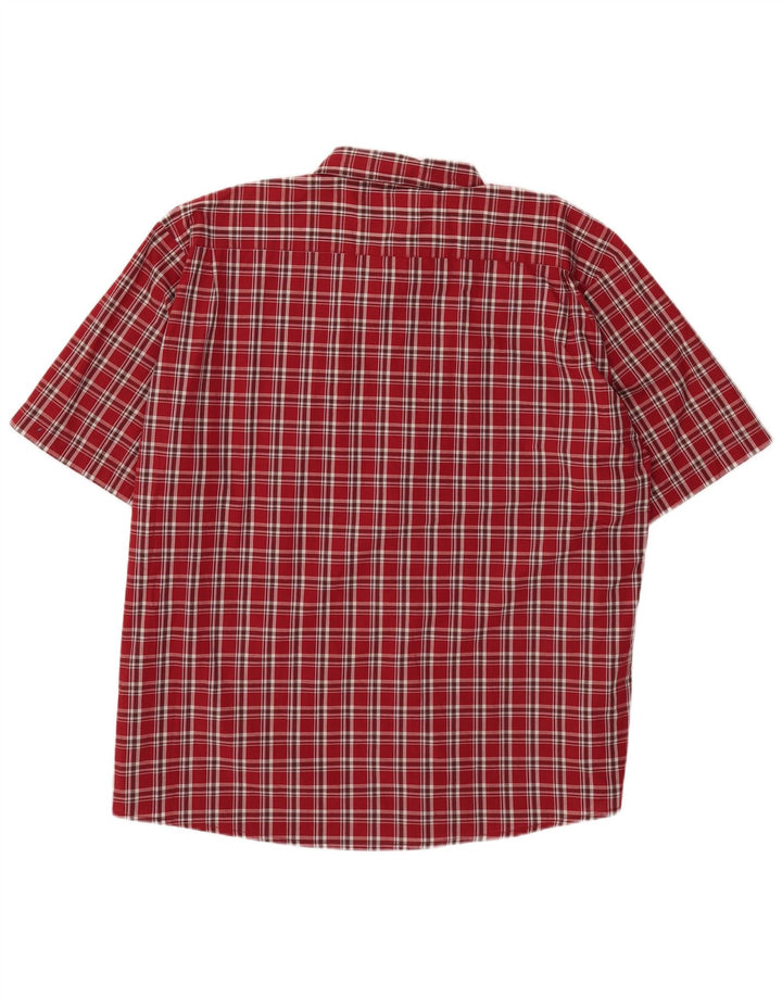 Camisa Wrangler masculina de manga curta 3XL algodão xadrez vermelho