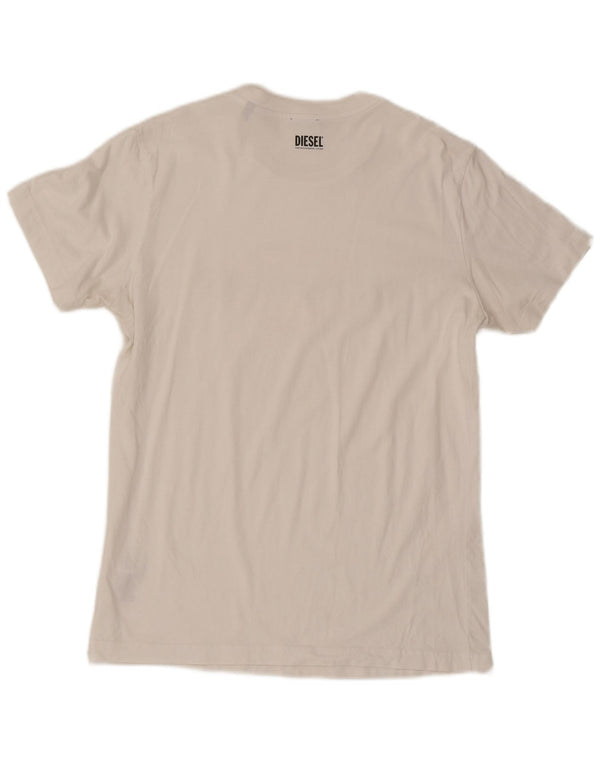 Diesel Camiseta masculina gráfica Top médio algodão branco