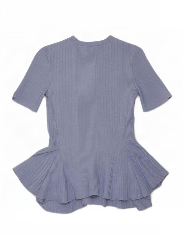 Blusa feminina assimétrica Zara Top UK 8 pequeno azul