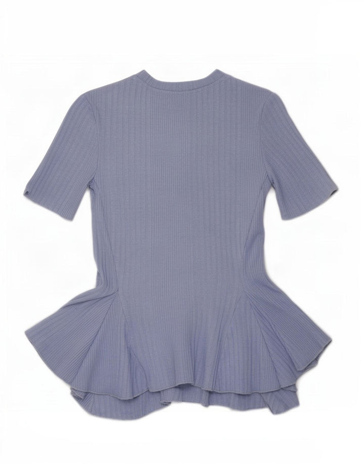 Blusa feminina assimétrica Zara Top UK 8 pequeno azul