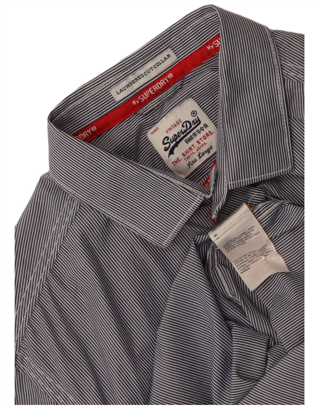 Camisa masculina SUPERDRY grande algodão listrado azul