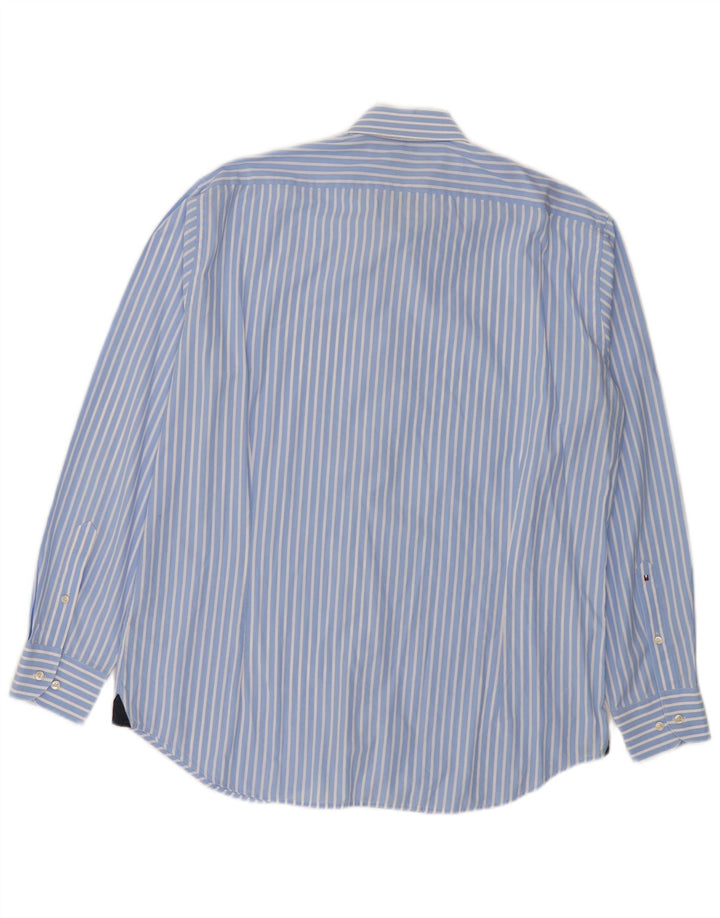 Camisa masculina Tommy Hilfiger tamanho 43 grande algodão listrado azul