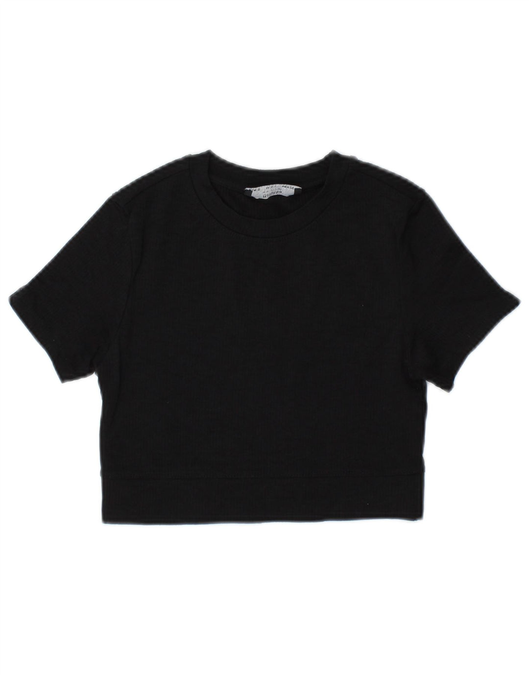 Bershka Camiseta Feminina Crop Top UK 10 Pequena Poliamida Preta