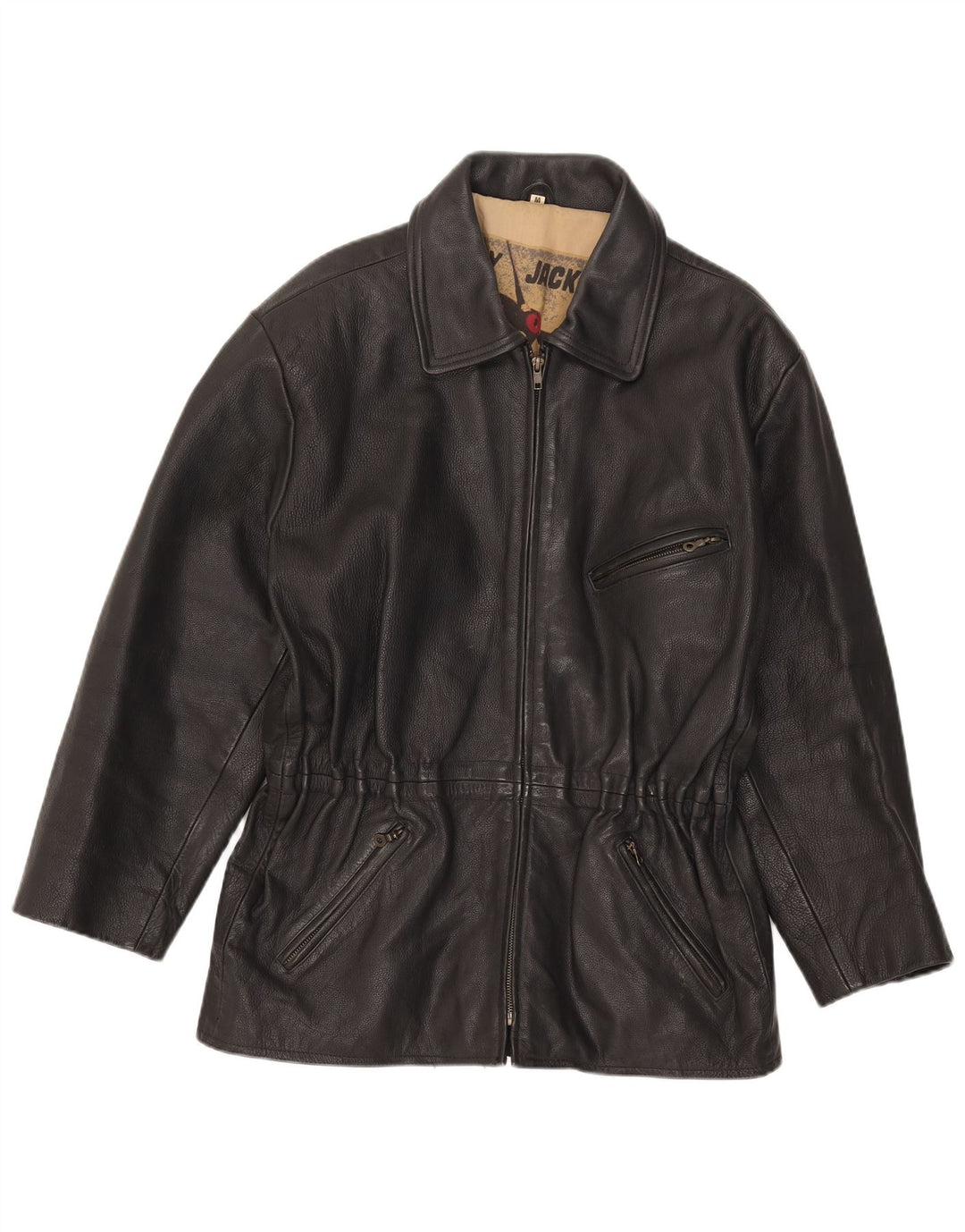 Jaqueta de couro feminina Fly UK 14 couro preto médio