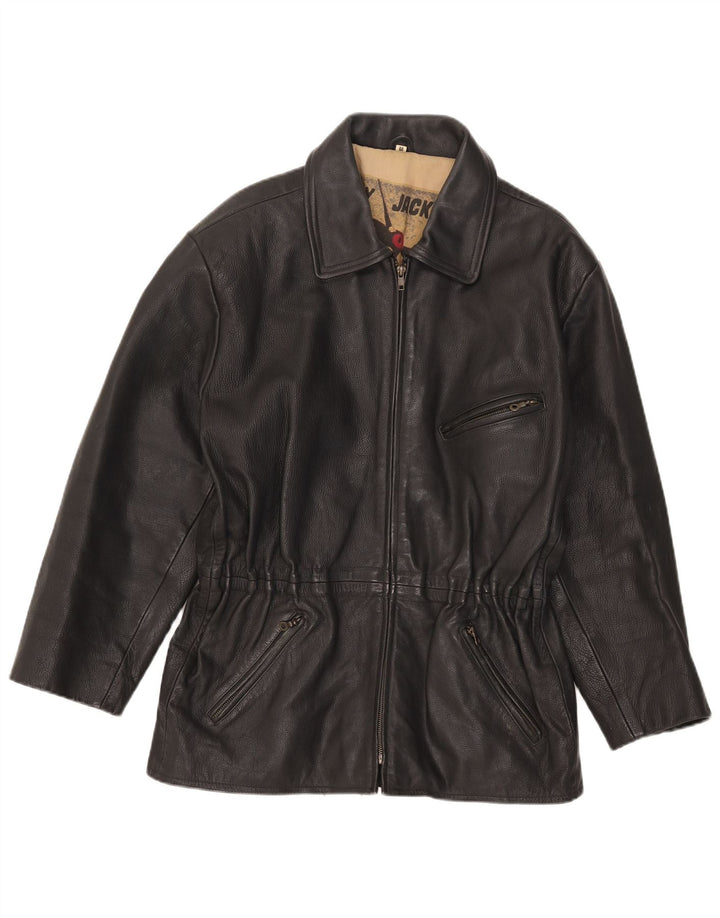 Jaqueta de couro feminina Fly UK 14 couro preto médio