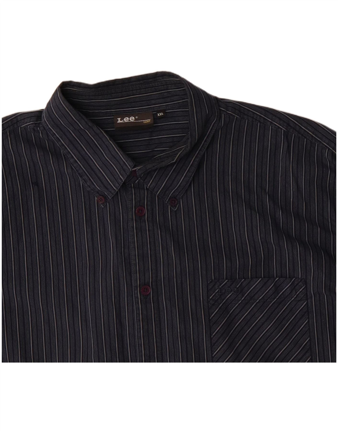 Camisa masculina Lee 2XL algodão listrado azul marinho