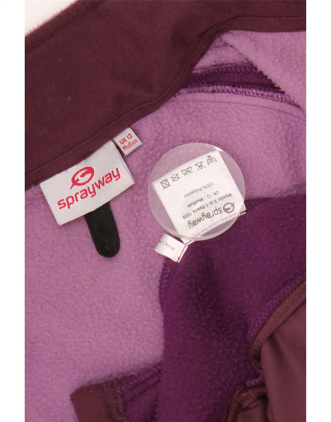 Jaqueta feminina de lã com forro Sprayway UK 12 bloco colorido roxo médio