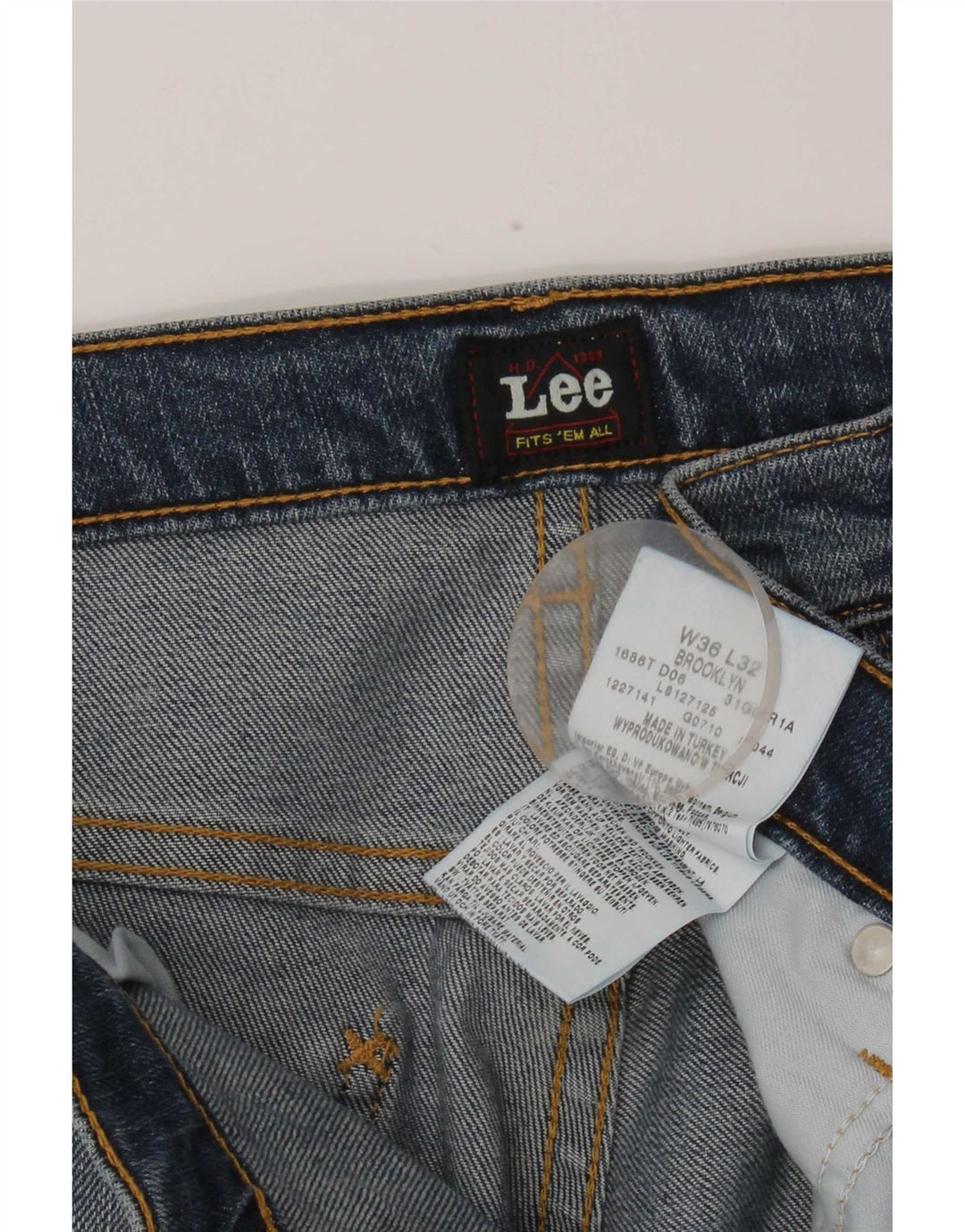 Lee Mens Brooklyn Straight Jeans W36 L32 Azul Algodão