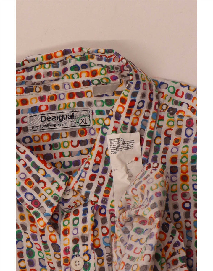 Camisa masculina Desigual XL algodão geométrico multicolorido