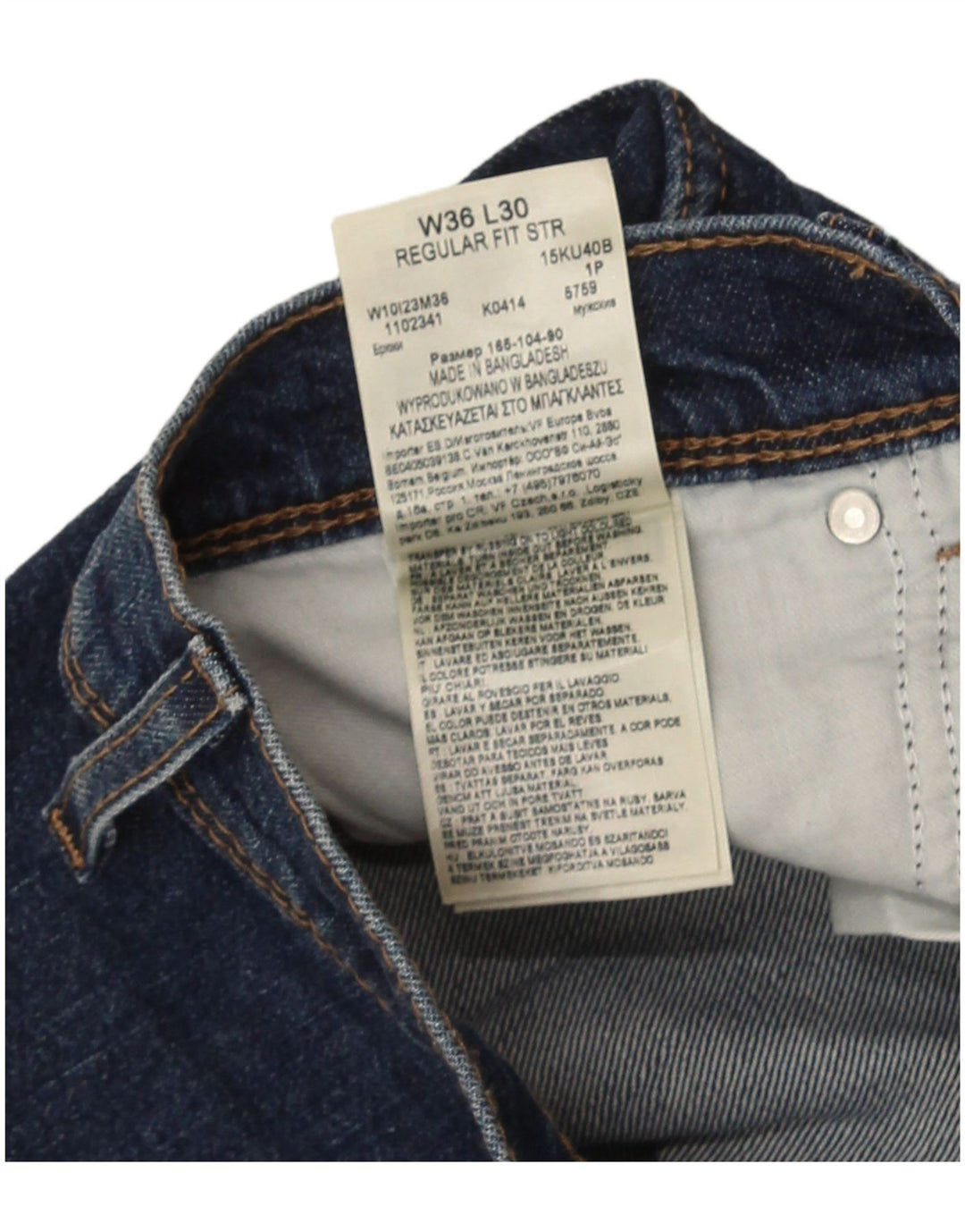 Wrangler masculino regular fit jeans reto W36 L30 algodão azul
