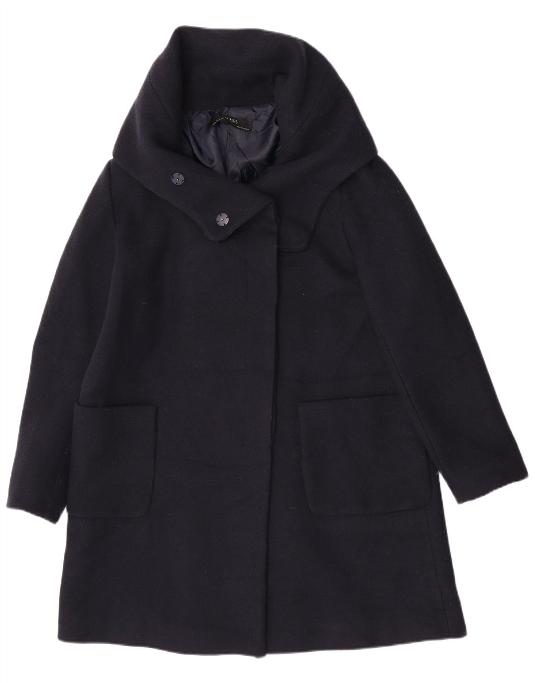 Sobretudo feminino Zara UK 18 XL azul marinho acrílico