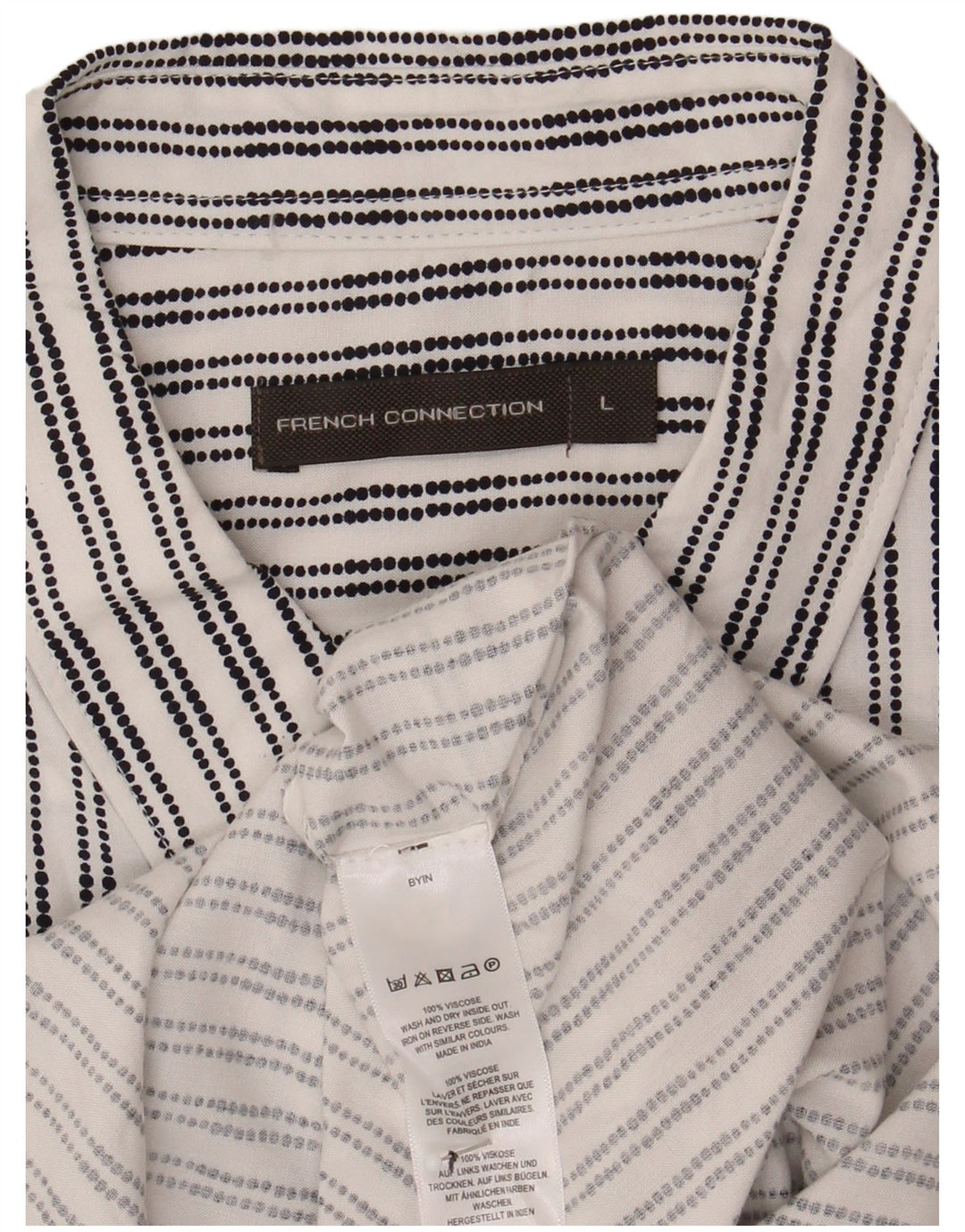 Camisa masculina de manga curta French Connection grande viscose listrada branca