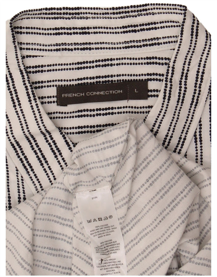 Camisa masculina de manga curta French Connection grande viscose listrada branca