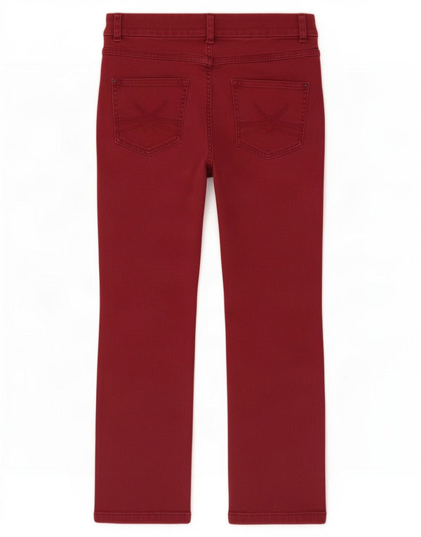 Jeans retos femininos Marks & Spencer Reino Unido 12 médio W30 L26 algodão borgonha