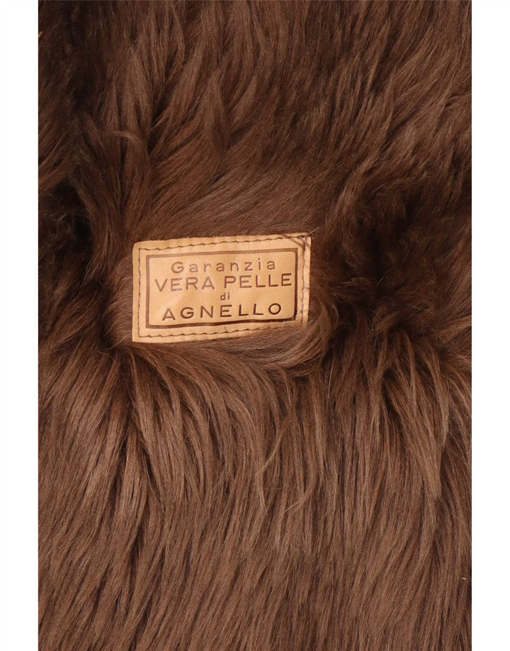 Jaqueta feminina vintage de shearling IT 46 grande marrom clássico