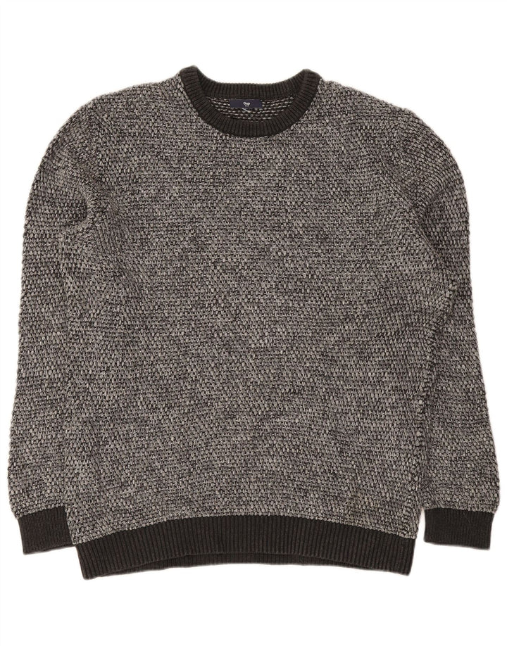 Suéter masculino Gap com gola redonda, pequeno cinza manchado