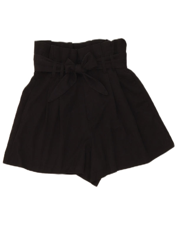 Shorts feminino Zara cintura alta com amarração casual XS W25 preto Lyocell