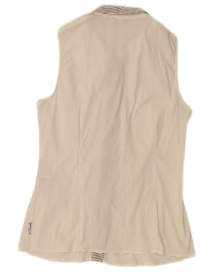 Blusa feminina sem mangas Armani Jeans EU 42 listrada branca média