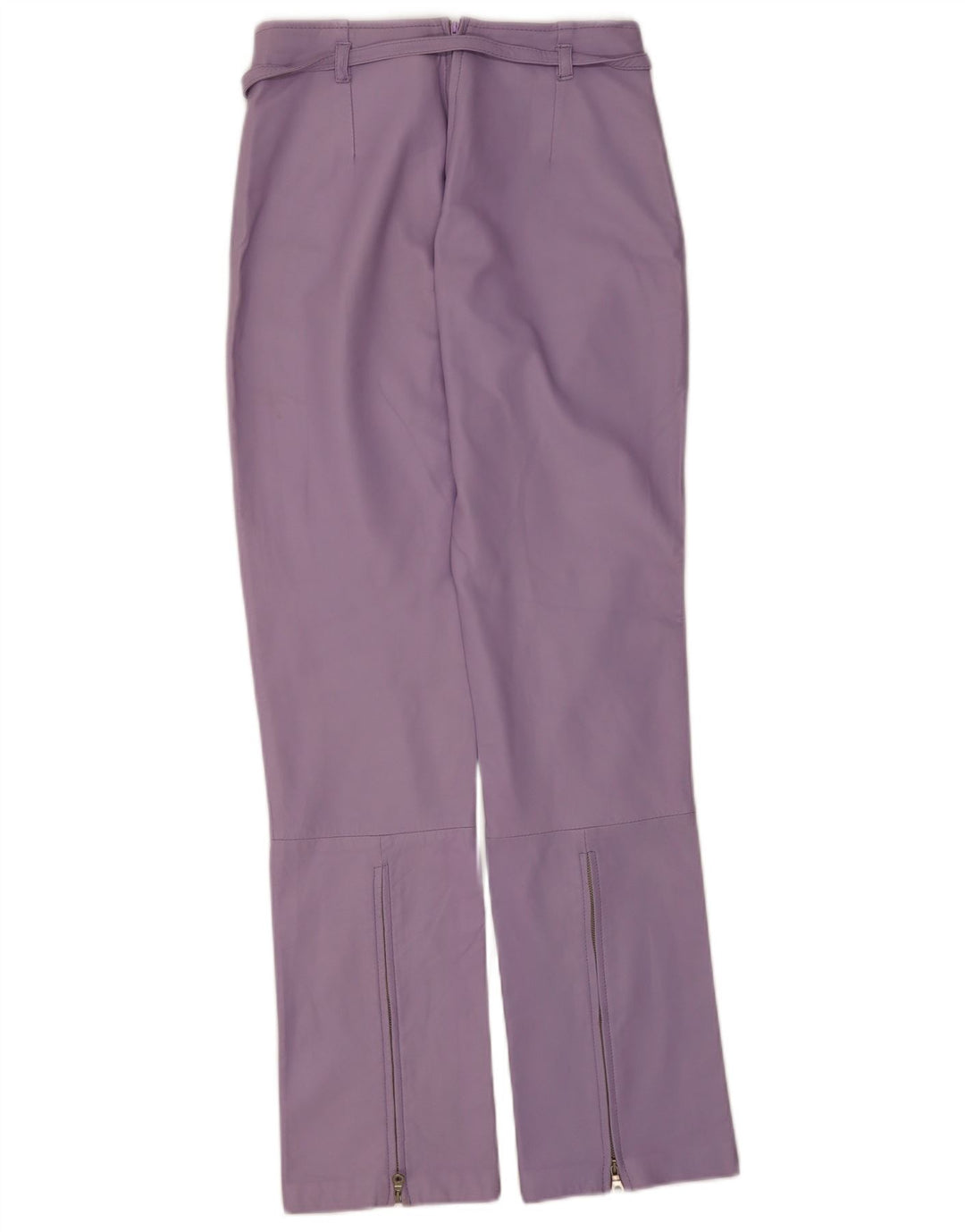 Calça feminina de couro vintage IT 44 médio W28 L32 couro roxo