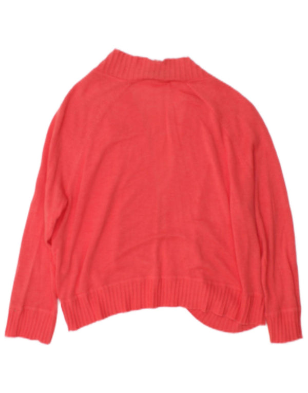 Suéter feminino Hobbs com corte aberto e cardigã UK 12 algodão rosa médio