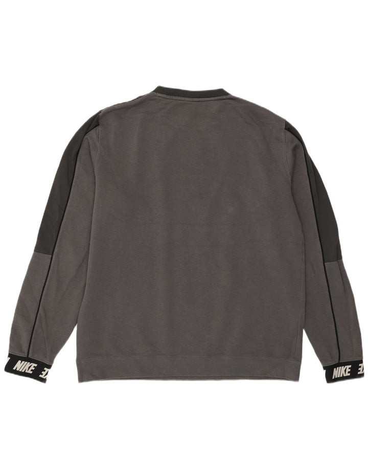 Moletom gráfico masculino Nike Jumper grande cinza colorblock algodão