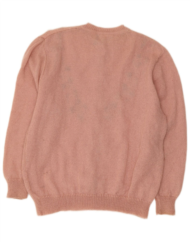 Suéter cardigã feminino RICAMO A MANO IT 50 XL rosa floral mohair