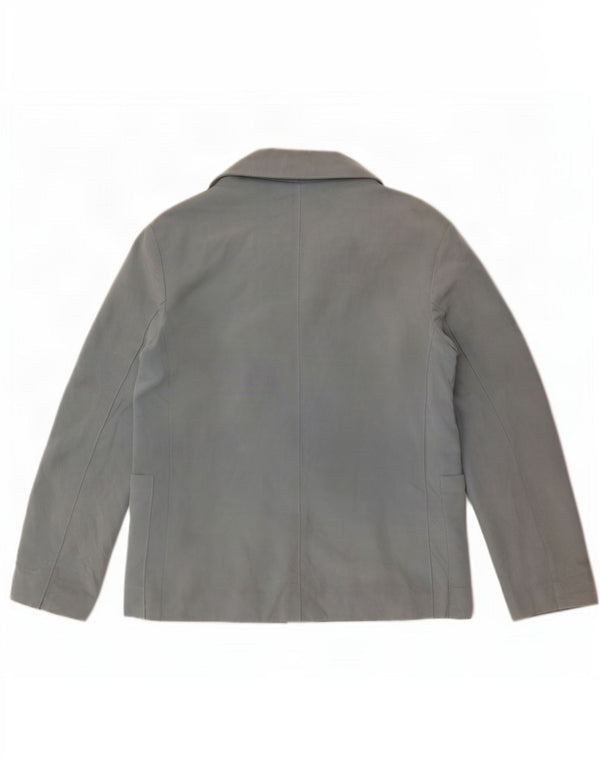 Jaqueta blazer feminina vintage de camurça com 4 botões Reino Unido 14 couro azul médio