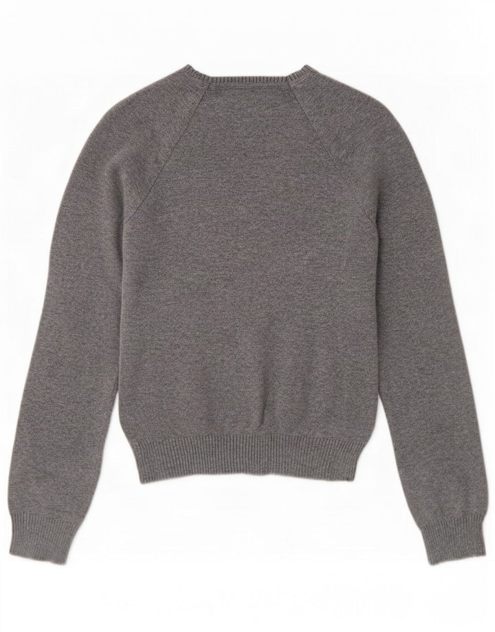 Suéter feminino Zara com decote em V pequeno algodão cinza