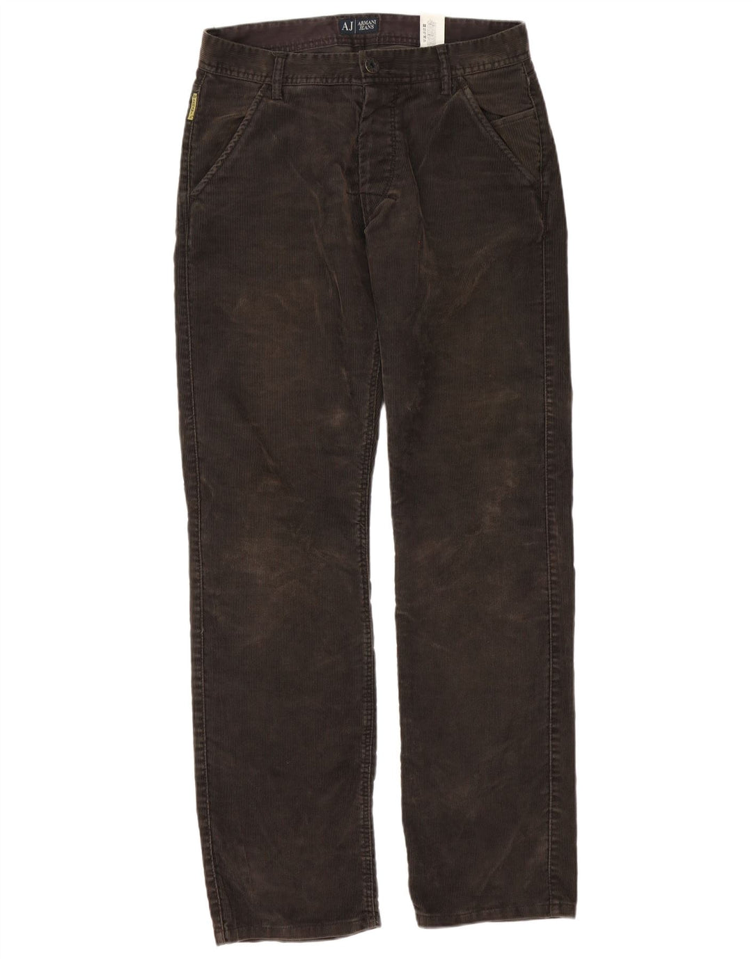 Calça masculina de veludo cotelê Armani W32 L34 marrom poliéster