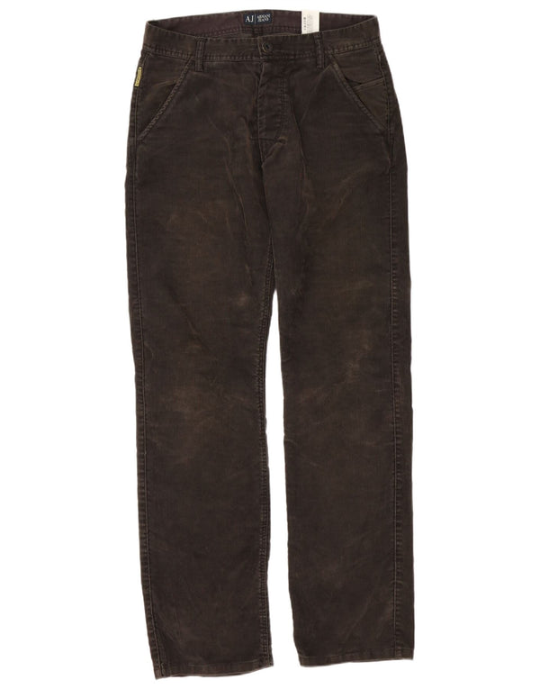 Calça masculina de veludo cotelê Armani W32 L34 marrom poliéster
