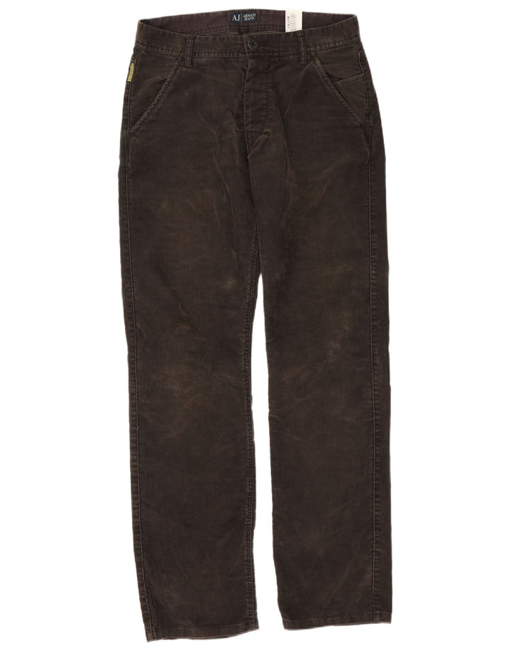 Calça masculina de veludo cotelê Armani W32 L34 marrom poliéster