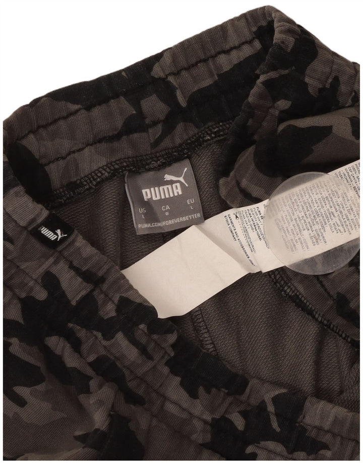 Shorts esportivos masculinos Puma grande algodão camuflado cinza