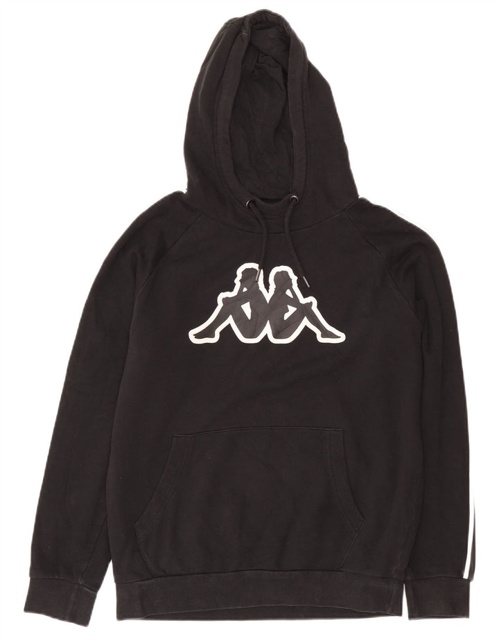 Kappa Mens Graphic Hoodie Jumper Médio Algodão Preto